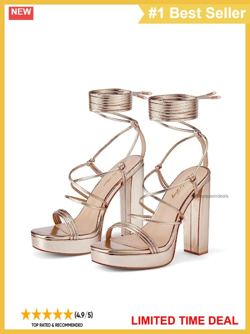 Elisabet Tang Women's Strappy Heeled Sandals Chunky Platform Lace Up
